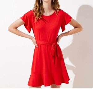 Tie waist flounce dress, Loft